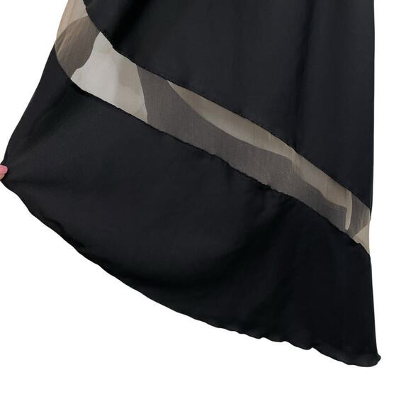 God Save Queens Scarlett Satin Mesh Panel Asymmetrical Dress Coverup Black Sz XS - Picture 4 of 12